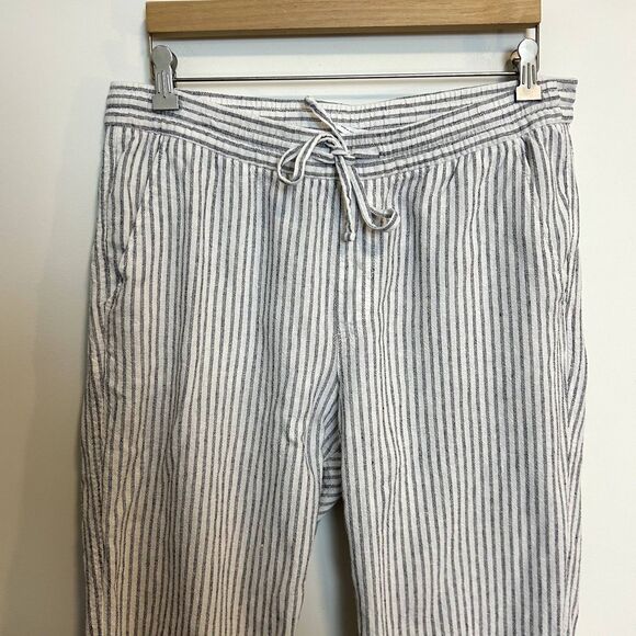 Gap Womens Easy Pant Size Large Linen Elastic-waist Off White Stripe Lounge - Picture 15 of 16